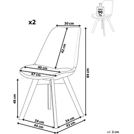 Beliani Esszimmerstuhl 2er Set Dunkelgrau Polsterbezug Holzbeine Modern