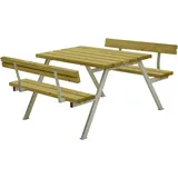 Plus Picknicktisch Alpha Stahl-Holz 118 x 185 x 76 cm natur mit 2 Rückenlehnen