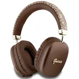 GUESS Bluetooth 5.3 Wireless Headset On-Ear G-CUBE Metallic Script Logo brown