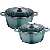 Bergner Kochtopfset Excalibur, Grün, Metall, 2-teilig, rund, Lfgb, PFOA-frei, Kochen, Töpfe, Topfsets
