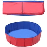 Hundepool Faltbarer Swimmingpool, Doggy Kätzchen Pool Planschbecken ​Hundebad Badewanne, PVC rutschfeste Schwimmbecken ​mit Wasserablassventil für Welpen kleine Hunde (8 * 50cm)