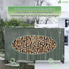 VOUNOT Kaminholzregal Metall mit wasserdichte Abdeckung 200 x 116 x 36 cm