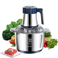 Fleischwolf, Elektrischer Fleischwolf 500W, Elektrischer Fleischwolfs 5L mit Edelstahlschüssel, 5 Geschwindigkeitsstufen, Muser Maschine 6 Abnehmbaren Klingen, für Fleisch,Gemüse,Zwiebeln