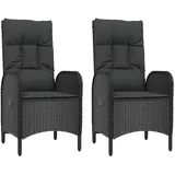 vidaXL Gartenstuhl 63 x 58 x 108 cm schwarz 2 St.