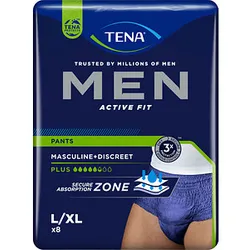 TENA Inkontinenzhosen MEN ACTIVE FIT PANTS PLUS L/XL Größe L für Männer, 8 St.