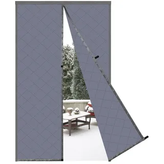 Risareyi Magnet Wärmeschutzvorhang für Türen 160x240cm, Grau Türvorhang Thermo Kälteschutz Winter Wasserdicht Winddicht Staubdicht Schwerem Kälteschutzvorhang für Haustür Balkontür Klimaanlage