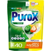 PUROX UNIVERSAL Wäschepods (40 Stück) – Waschmittel-Kapseln für alle Textilien, entfernt Flecken, schützt Farben, vollständig ausspülbar, umweltfreundlich, Doypack