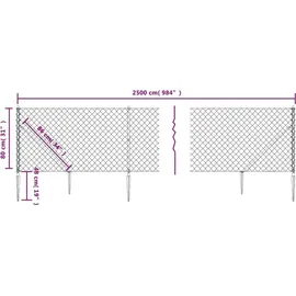 vidaXL Maschendrahtzaun 0,8 x 25 m Anthrazit/Stahl