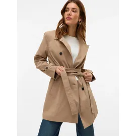 Vero Moda Trenchcoat VERO MODA "VMCHELSEA OLIVIA TRENCHCOAT NOOS", Damen, Gr. S, silber (silber mink), Twill, Obermaterial: 100% Polyester, unifarben, regular fit ca. Mitte Oberschenkel, mit Riegel, Mäntel, kurzer 2-Reiher mit abnehmbarem Bindegürtel