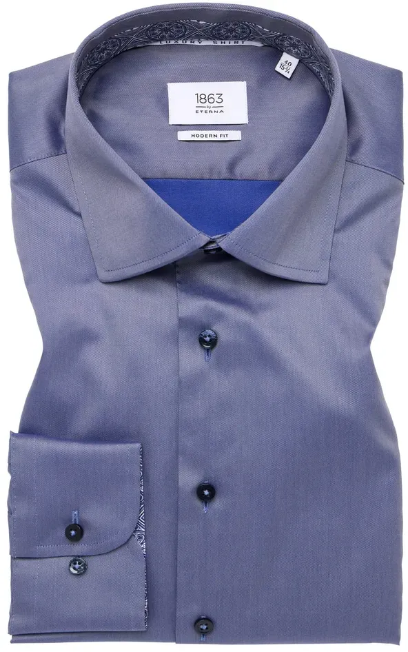 MODERN FIT Luxury Shirt in stahlgrau unifarben