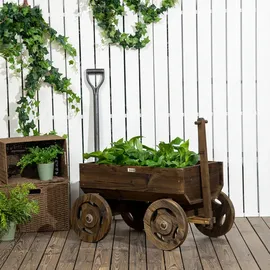 Outsunny Hochbeet im Holzwagen-Design 120 x 53 x 55 cm Verkohlt