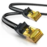 CSL - 5m CAT 7 Netzwerkkabel Flach und Dünn - Lan Kabel für 10 Gigabit High Speed, Internetkabel, Flachbandkabel, Verlegekabel - 10 Gbps Cat.7 RJ45 Kabel für Switch Router Modem PC, 5 Meter Schwarz