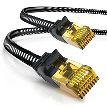 CSL - 5m CAT 7 Netzwerkkabel Flach und Dünn - Lan Kabel für 10 Gigabit High Speed, Internetkabel, Flachbandkabel, Verlegekabel - 10 Gbps Cat.7 RJ45 Kabel für Switch Router Modem PC, 5 Meter Schwarz
