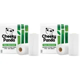 The Cheeky Panda Küchenrolle Bambus 200 Blatt | 2-Lagig Papierhandtücher | 2 Rollen | Super Saugfähig und Nachhaltig (Packung mit 2)