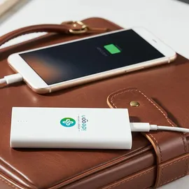 ideoon Kompakte Powerbank USB-C (4.000mAh) – Ultra-Slim Powerbank mit fest integriertem Kabel & Adapter – Mobiler Akku-Boost
