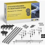 PV Halterung Blechdach Montageset – Balkonkraftwerk – inkl. 200 mm Stockschrauben M10, EPDM-Dichtung, 1,25 m Aluschienen & Modulhalter – für Trapez- & Wellblech