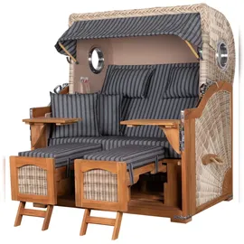 Mr. Deko bene,iving Strandkorb Komplettset Ammersee Grande XL Teak PE shell Modell 500 inkl. Liftersystem