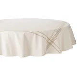 DII Französische Streifen Esstisch-Kollektion – Tischdecke im Landhausstil, rund, 178 cm, Weiß Chambray