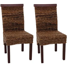 Mendler 2er-Set Esszimmerstuhl Korbstuhl M45 Stuhl Bananengeflecht ~ hell, ohne Kissen