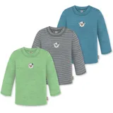 normani Outdoor Sports 3er Pack Baby Merino Longsleeve Taupo in Blau/Grau/Grün | Gr.: 110/116