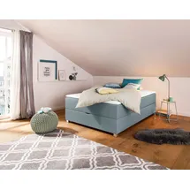 Home Affaire Boxbett HOME AFFAIRE "Alexis", blau (petrol), B:140cm L:200cm, Struktur fein (100% Polyester), Komplettbetten, ohne Kopfteil - ideal für Räume mit Dachschrägen; in 4 Breiten