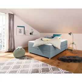 Home Affaire Boxbett HOME AFFAIRE "Alexis", blau (petrol), B:140cm L:200cm, Struktur fein (100% Polyester), Komplettbetten, ohne Kopfteil - ideal für Räume mit Dachschrägen; in 4 Breiten
