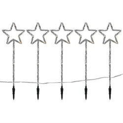 MARELIDA LED Gartenstecker Acryl Sterne 5 Leuchtsterne Außen Weihnachtsdeko