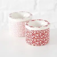 Boltze Sturmaschenbecher Fleur rot weiß Blütendekor H.7 cm Dolomit Stückpreis