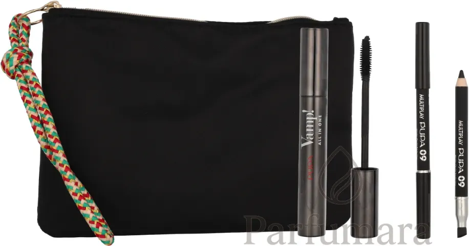 Pupa Vamp! Mascara & Mini Multiplay Set Vamp! All in One #101 Extra Black Mascara 9ml/Multiplay #09 Deep Black 0,8gr