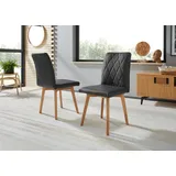 OTTO home Esszimmerstuhl Brest (Set, 2 St), Gestell aus Eiche Massivholz geölt schwarz