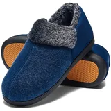 Mishansha Warme Hausschuhe Herren Winter Pantoffeln Herren Hausschuh Männer Memory Foam Slippers Geschlossen Fell Hauspantoffeln Navy blau,Gr.47 - 47 EU