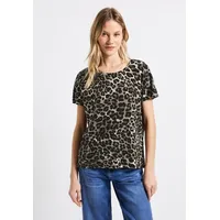 STREET ONE Damen A323345 Shirt mit Leo-Muster, Schwarz, 36