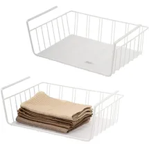 ELUNO Schrankkorb 2er Set inklusive Einlegeböden und Kratzschutz 41 x 0 x 0 cm weiß