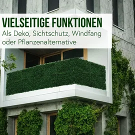 Mendler Wandfliese HWC-L78, Sichtschutz Windschutz Verkleidung für Terrasse/Balkon, 4x je 50x50cm = 1m2 ~ Buchs grün