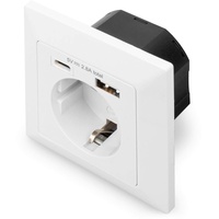 Digitus Sicherheits-Steckdose für Unterputzmontage mit USB Weiß