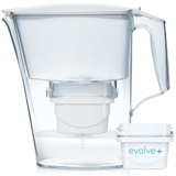 Aqua Optima Liscia Wasserfilterkanne, 2,5 Liter Fassungsvermögen, mit 1 x 30 Day Evolve+ Wasserfilterkartusche, reduziert Mikroplastik, Chlor, Kalk und andere Verunreinigungen