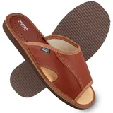 filsko Bleik offene Leder Herren Hausschuh Premium EVA-Sohle braun 47 EU