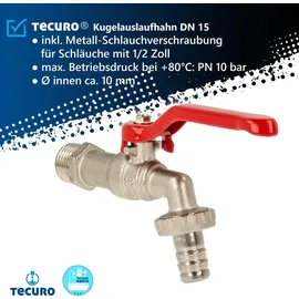 tecuro Kugelauslaufhahn 1/2 Zoll Messing vernickelt