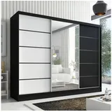A&J MöbelLand Schiebetürenschrank AURELIA 2 200 x 0 x 0 cm Weiß/Schwarz/Eiche Kraft gold