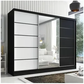 A&J MöbelLand Schiebetürenschrank AURELIA 2 200 x 0 x 0 cm Weiß/Schwarz/Eiche Kraft gold