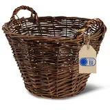 Creative Home Weidenkorb Weidenkorb mit Zwei Henkel, Perfekt für Geschenkkorb Kaminkorb Ø 40 cm