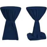 TexDeko Stehtischhusse Premium Dunkelblau Ø 60cm mit Schleifenband