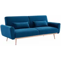 Alice's Home - Schlafsofa Design aus Samt – Oskar – 2-3-Sitzer skandinavisch rechts mit feinen Füßen in Roségold