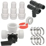 HAF® Bypass Set 13-teilig | Ventil für den Anschluss von Pool Wärmepumpe Poolheizung Solaranlage | Adapter für optimale Regulierung des Wasserdurchfluss | Anschlussset mit 32mm 38mm Schlauchanschluss