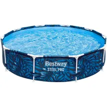 BESTWAY Steel Pro Frame Pool Ø 305 x 66 cm, tropisches Blatt-Design