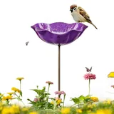 Keramik Vogeltränke Blume, Stehende Vogelbad Gartenstecker mit Stab, Wetterfest Frostsicher für Garten & Balkon, auch als Insektentränke nutzbar