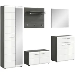 Gaderobe Salsa 5-tlg. ca. 250x192 cm Weiß/Rauchsilb.