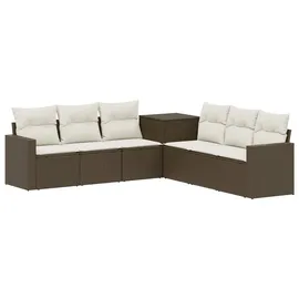 vidaXL Sofa Set 7-tlg. braun/creme weiß