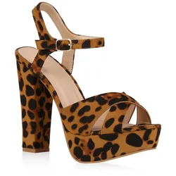 Damen Plateau Sandaletten in Leopard