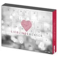 itenga Adventskalender 2025 - Guten Morgen Kalender mit Frühstücksartikeln z.B. Marmelade Honig Tee Cappuccino Müsli (Motiv LIEBLINGSMENSCH)